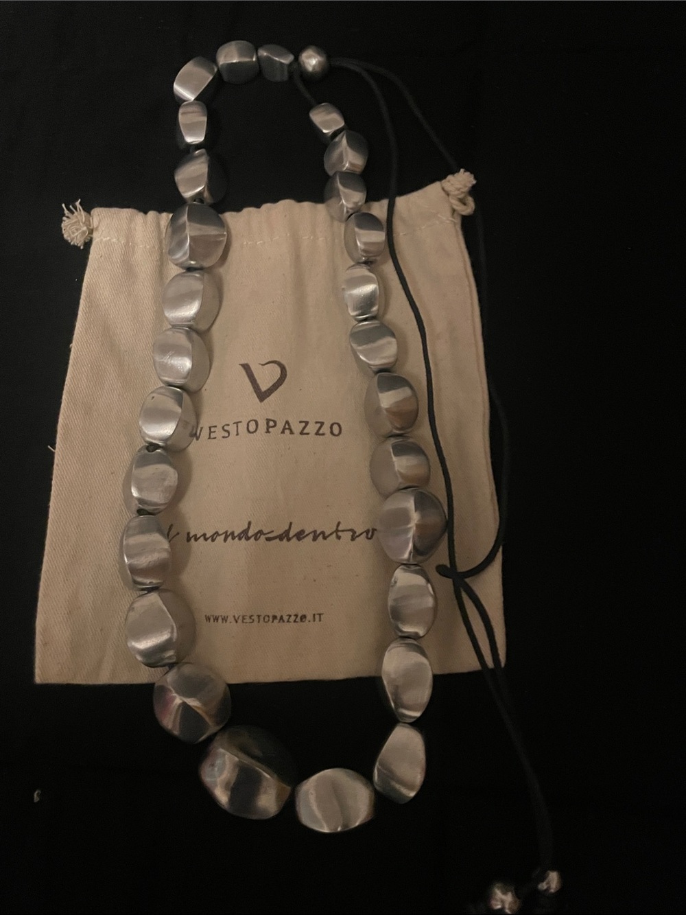 Silver Bead Necklace - Polished Metallic Statement